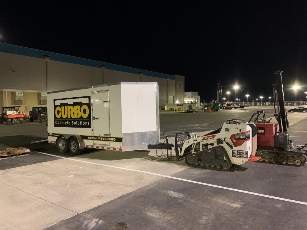 CURBO Parking Curb install machinery for Amazon project