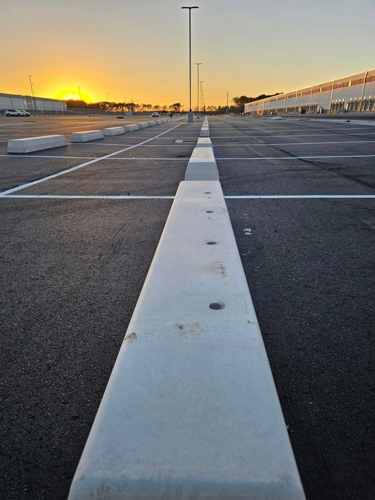 Curbo Parking curbs at a warehouse parking lot
